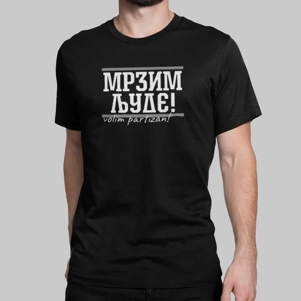 Mrzim ljude volim Partizan (crna), kk partizan shop, grobari shop