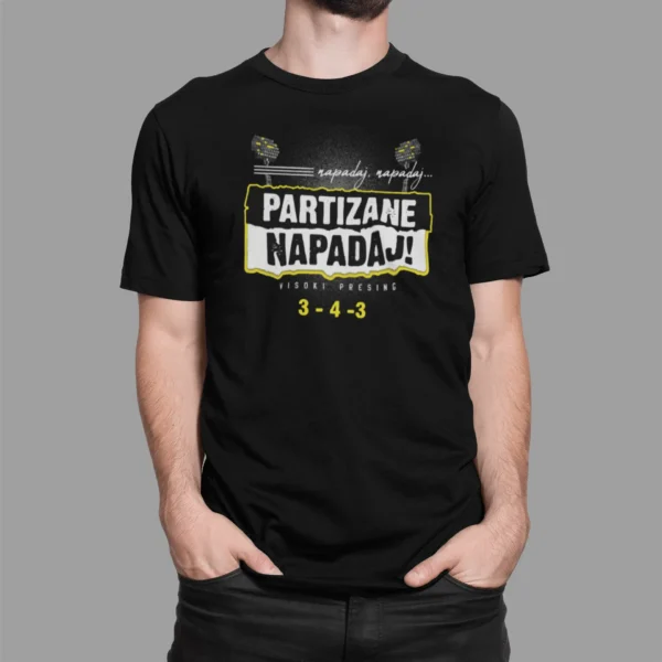 Partizane napadaj majica (crna), kk partizan shop